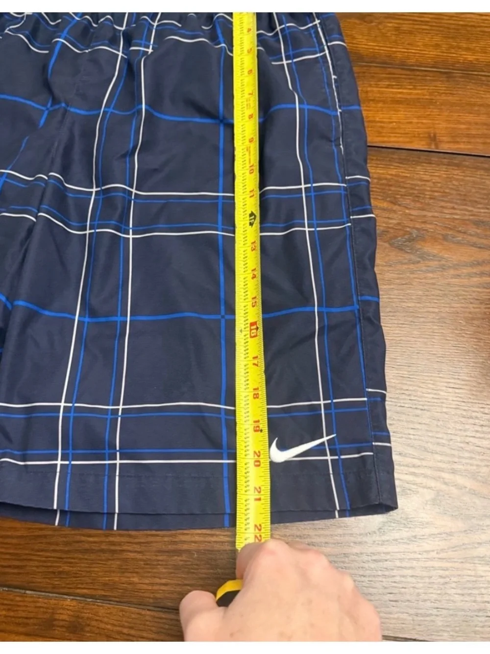 Nike Navy and Blue Plaid Swim Shorts
